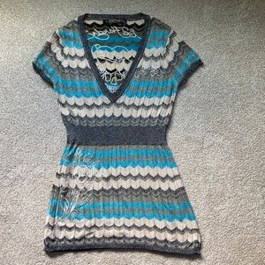 Ed Hardy Metallic Thread Tunic Top